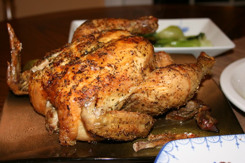 Easy herb rubbed roasted chicken