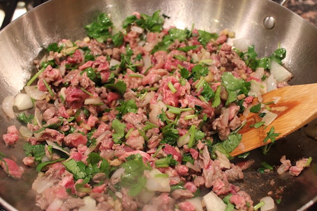 Cilantro beef stir fry with vegetables