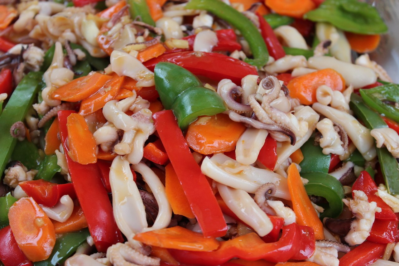 Baby octopus and squid stir fry recipe