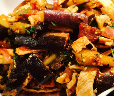 Stir fried eggplant with pork