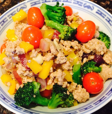 Pork primavera: Ground pork with mixed vegetables