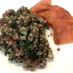 Quinoa cilantro tabbouleh with smoked salmon